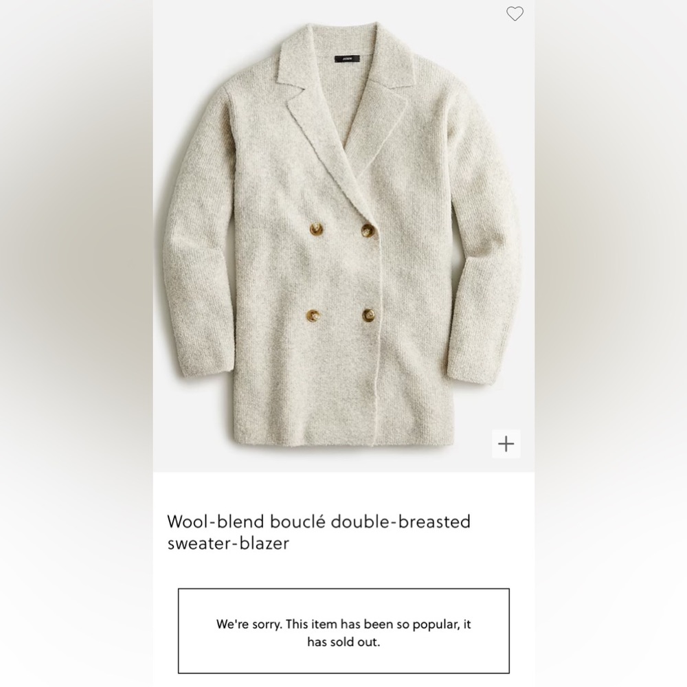 NEW / J.crew Wool-blend bouclé double-breasted sweater-blazer
